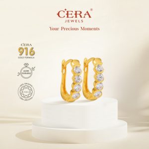 CERA 916 Gold Earrings Angelic Frame Earring S9134