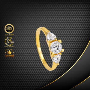 Cincin Batu Passionate Sweet Heart Emas 916 S9179