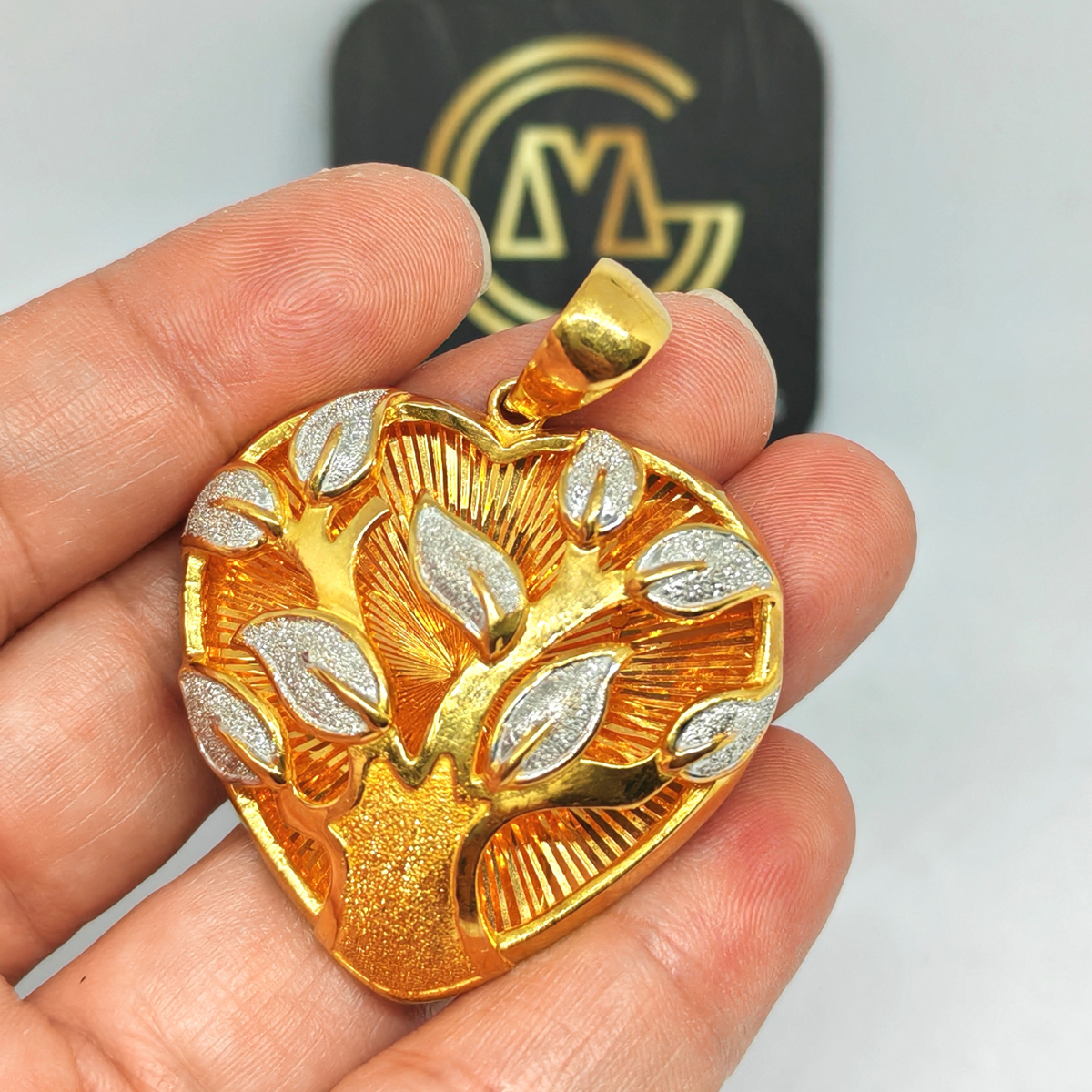 GM Pendant Fashion Tree Love 2 Tone 916 Gold - Image 2