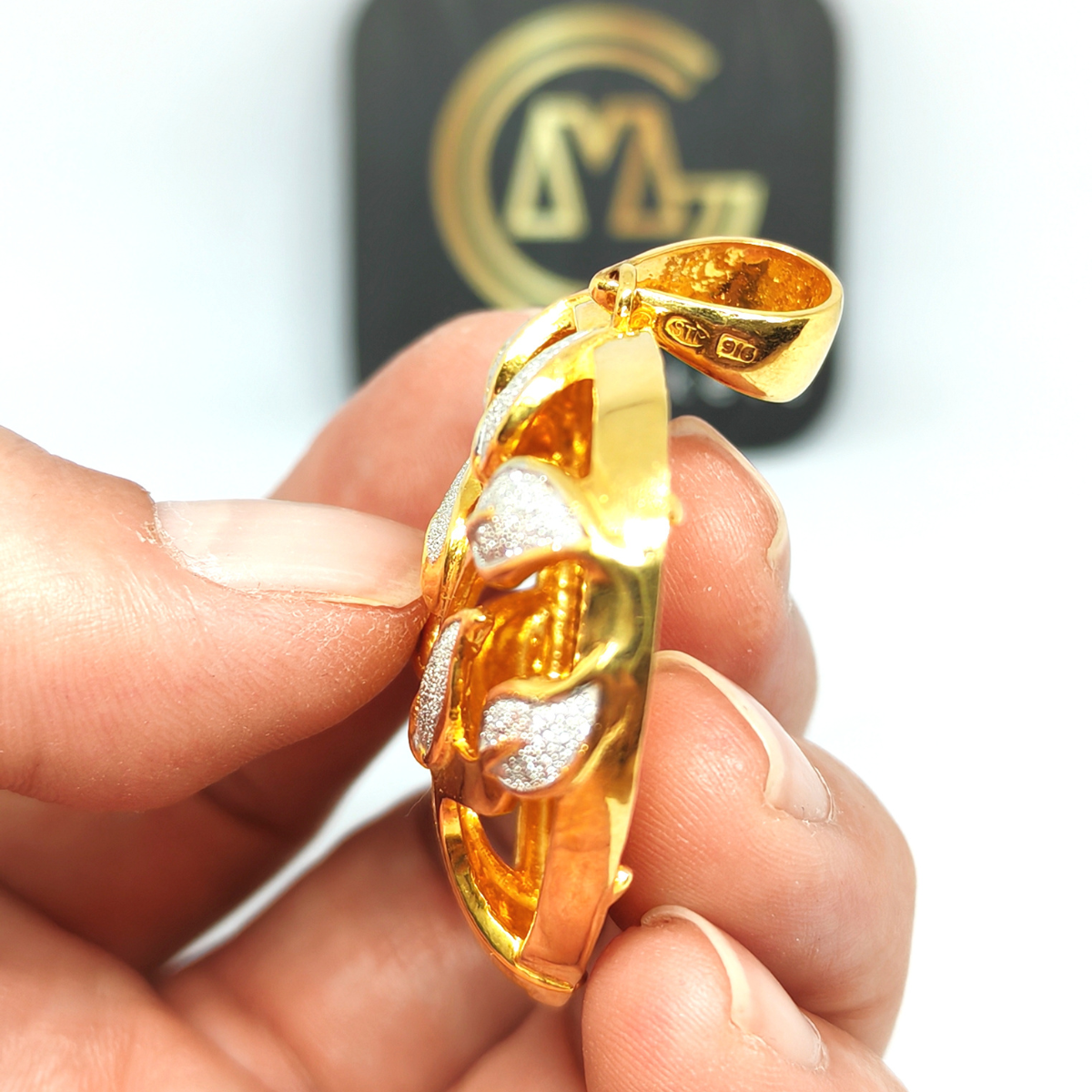 GM Pendant Fashion Tree Love 2 Tone 916 Gold - Image 3
